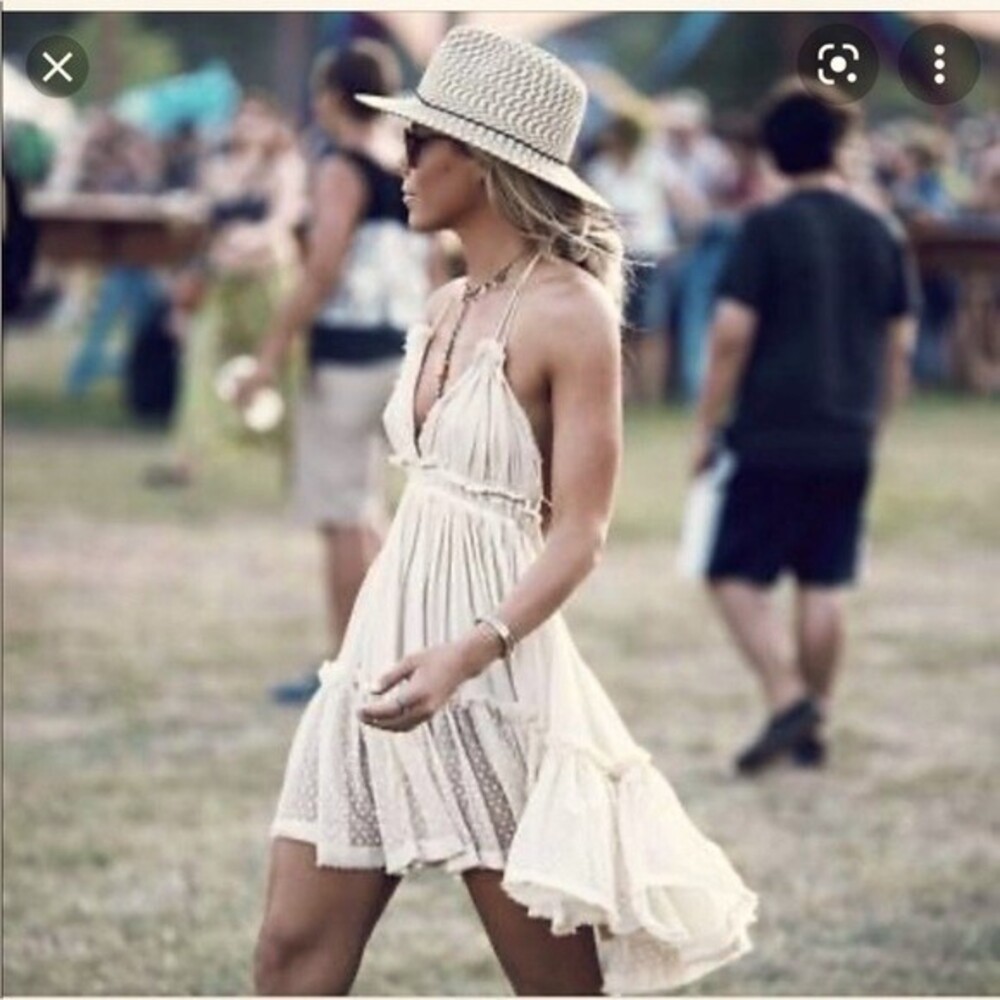 Free People 100 Degree Mini Dress in Light Tan S NWOT